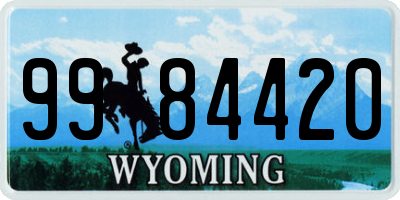 WY license plate 9984420