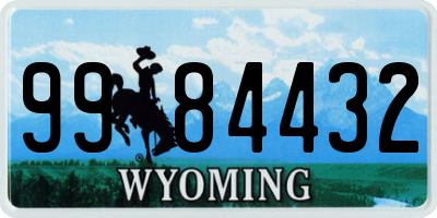 WY license plate 9984432