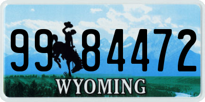 WY license plate 9984472