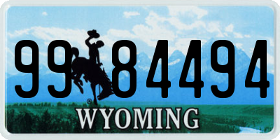 WY license plate 9984494