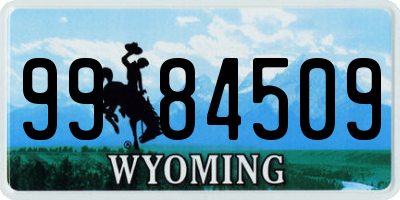 WY license plate 9984509