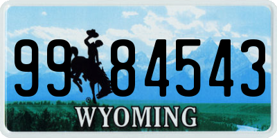 WY license plate 9984543