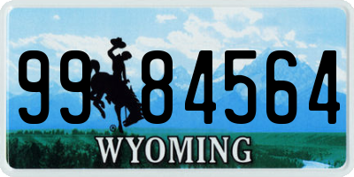 WY license plate 9984564