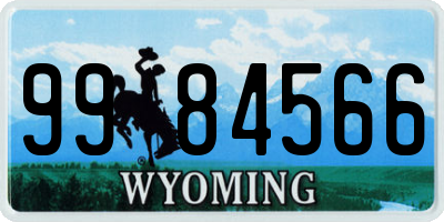WY license plate 9984566