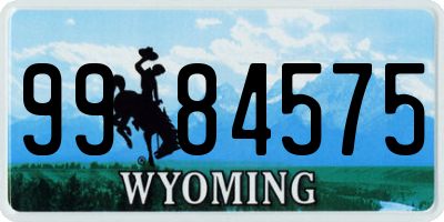 WY license plate 9984575
