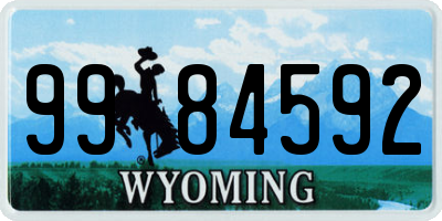 WY license plate 9984592