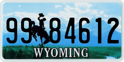 WY license plate 9984612