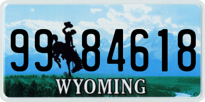 WY license plate 9984618