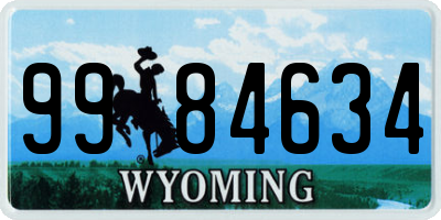 WY license plate 9984634