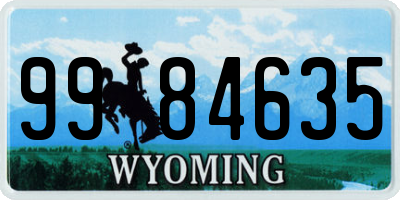 WY license plate 9984635