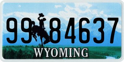 WY license plate 9984637