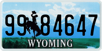 WY license plate 9984647