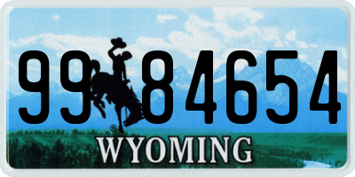 WY license plate 9984654