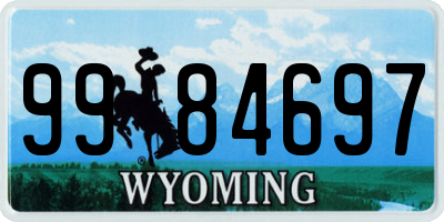 WY license plate 9984697