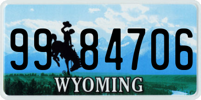 WY license plate 9984706