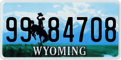 WY license plate 9984708