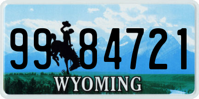 WY license plate 9984721