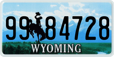 WY license plate 9984728