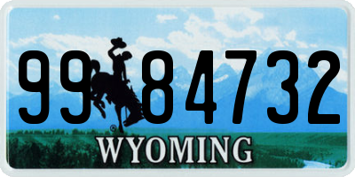 WY license plate 9984732