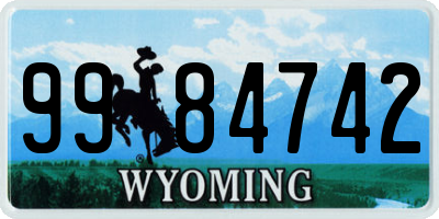 WY license plate 9984742