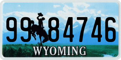 WY license plate 9984746