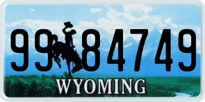 WY license plate 9984749