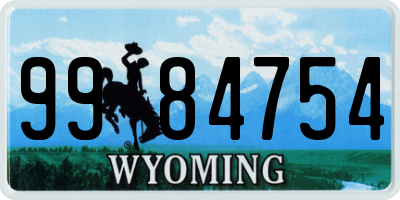 WY license plate 9984754