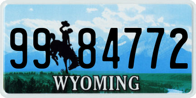 WY license plate 9984772