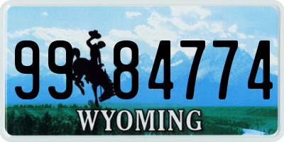 WY license plate 9984774