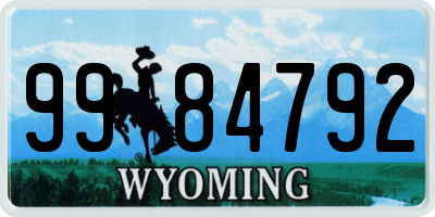 WY license plate 9984792