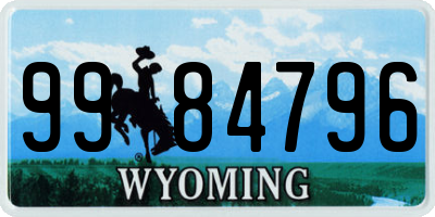 WY license plate 9984796