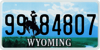 WY license plate 9984807