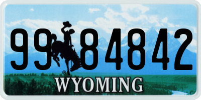 WY license plate 9984842