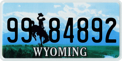 WY license plate 9984892