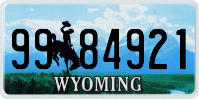 WY license plate 9984921