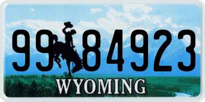 WY license plate 9984923