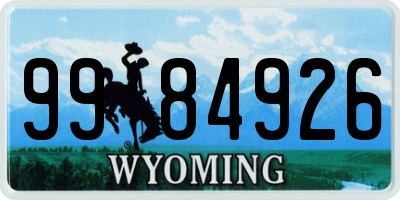 WY license plate 9984926