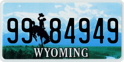 WY license plate 9984949