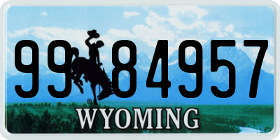 WY license plate 9984957