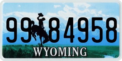 WY license plate 9984958