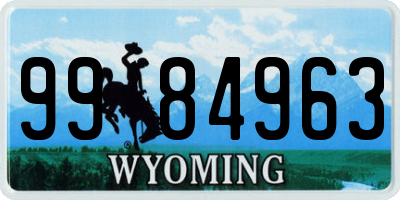 WY license plate 9984963