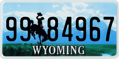 WY license plate 9984967