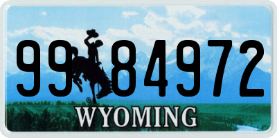 WY license plate 9984972