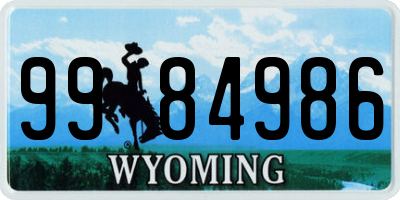 WY license plate 9984986