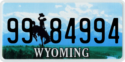 WY license plate 9984994