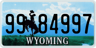 WY license plate 9984997