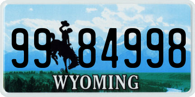 WY license plate 9984998