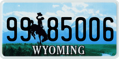 WY license plate 9985006