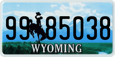 WY license plate 9985038