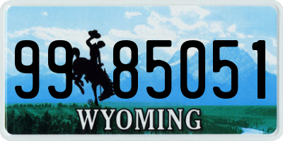 WY license plate 9985051